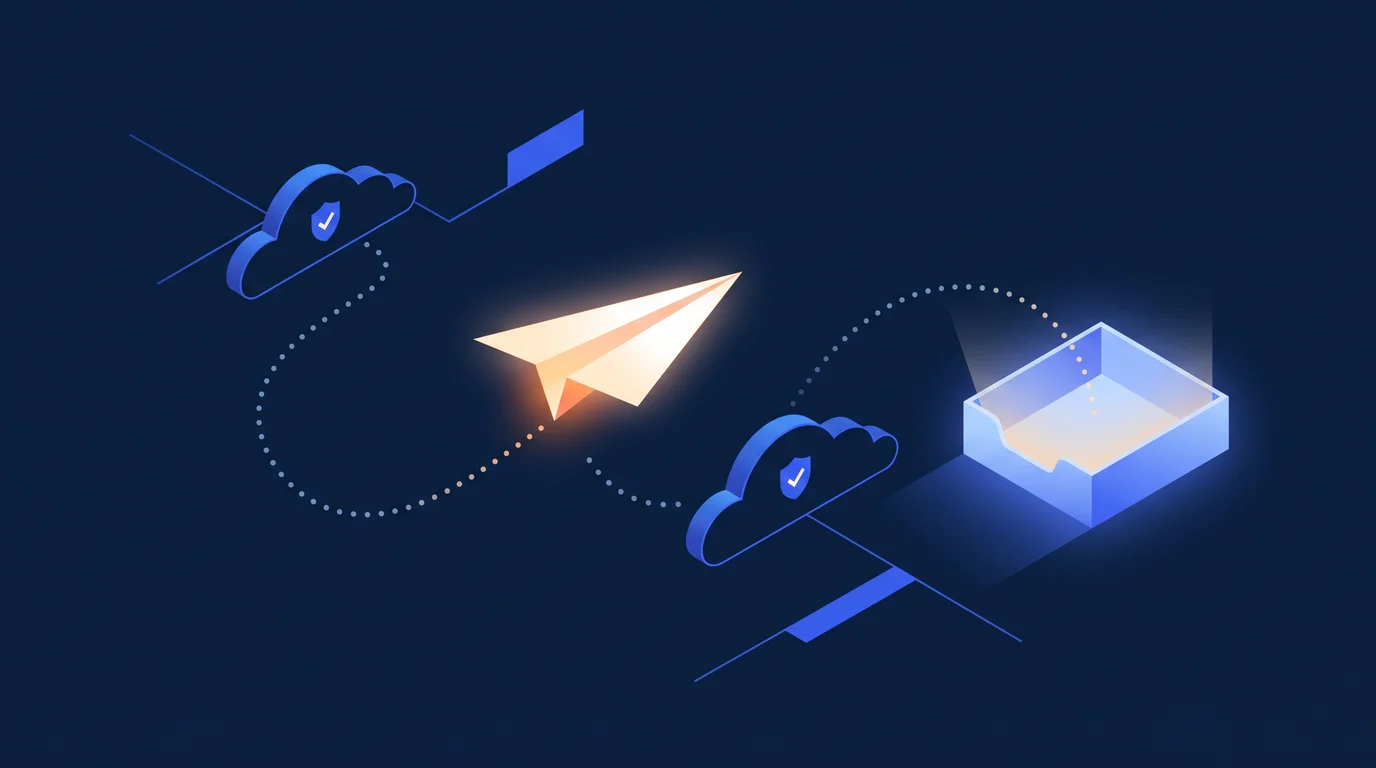 Illustration of an email passing through cloud checkpoints and reaching the inbox