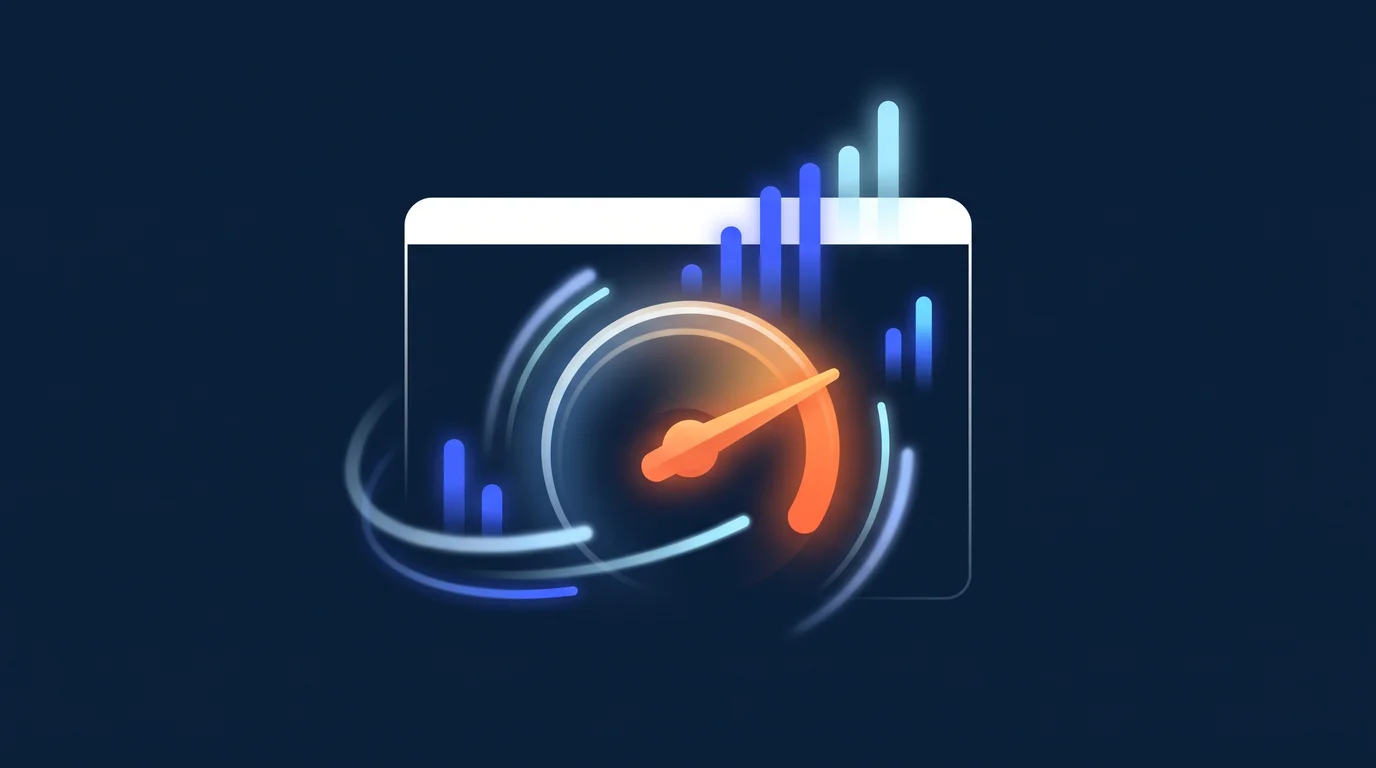 Illustration of a speed gauge at maximum, representing a PageSpeed score of 100