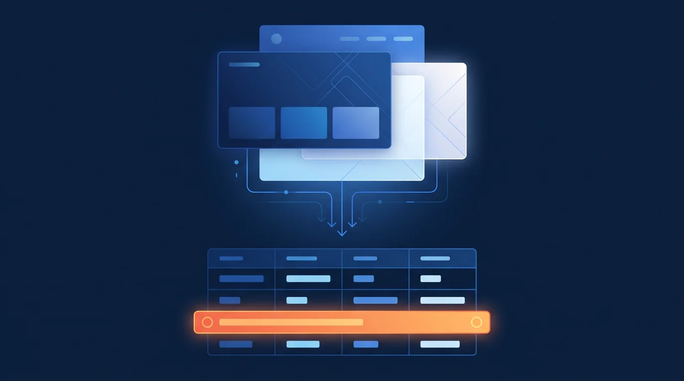 Illustration of structured data rows extracted from web pages